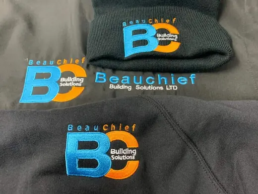 Embroidered logo on a softshell jacket