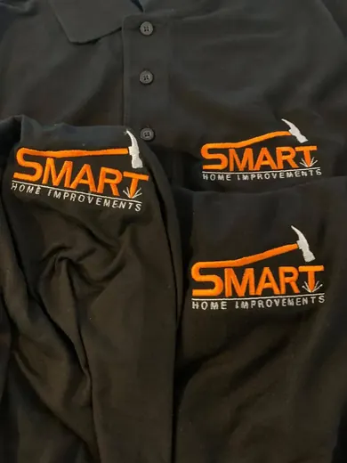 Embroidered chest logo on a work polo