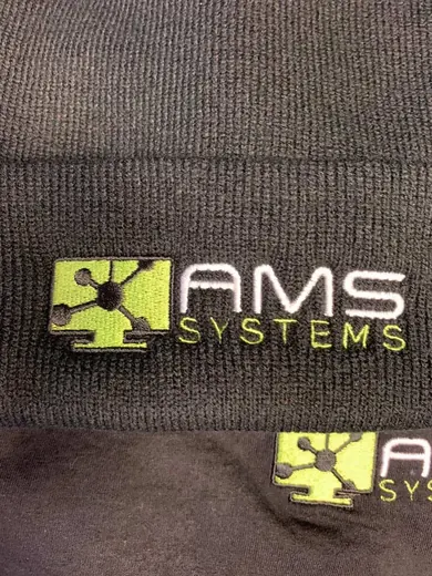 Embroidered logo on a softshell jacket